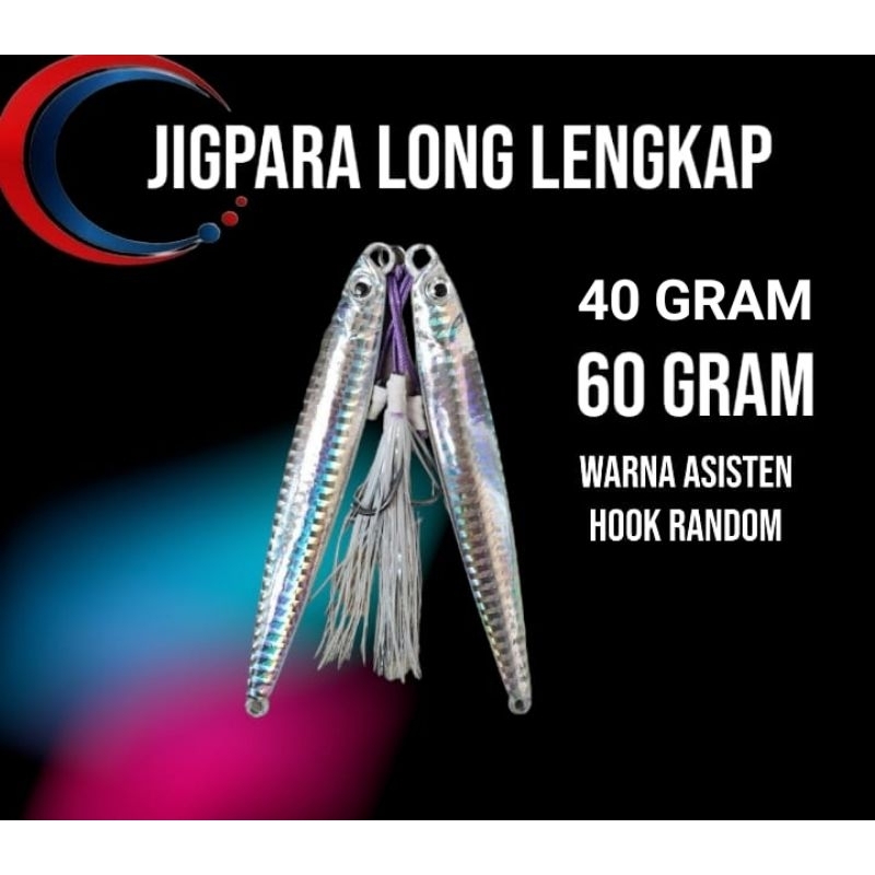 METAL JIG JIGPARA LONG 40 & 60 GRAM GID PERUT SIAP PAKAI (P52)
