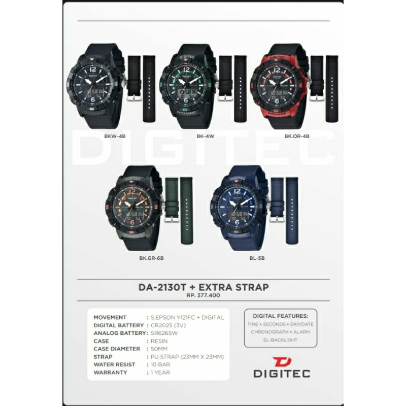 Jam Tangan Digitec 2130T Free Strap Terlaris Garansi Original DG