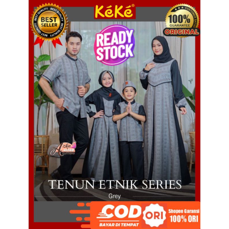 READY STOCK SARIMBIT KEKE 2023 TENUN ETNIK SERIES GREY / BAJU COUPLE KELUARGA / BAJU MUSLIM COUPLE K