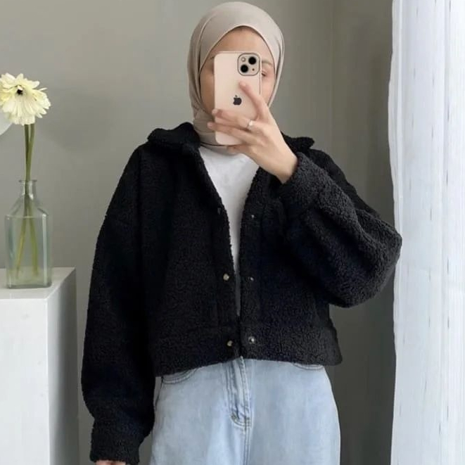 Public - Furry Jaket Sherpa - Jaket Sherpa Wanita Kekinian