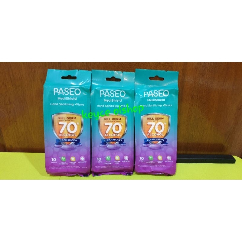 Tissue Paseo medishield hand sanitizing wipes 10's