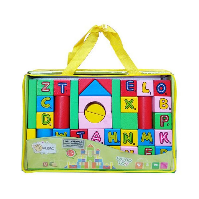 MAINAN BALOK KAYU SUSUN HURUF BUILDING BLOCKS TOYS - YX-3188