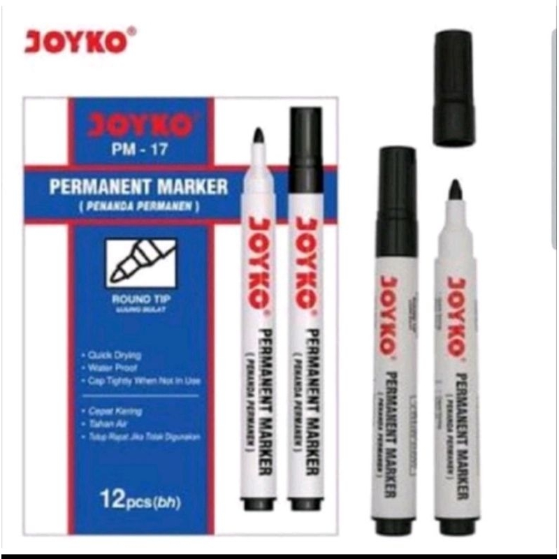 Spidol Permanent Marker Hitam JOYKO PM-17 [satu warna]