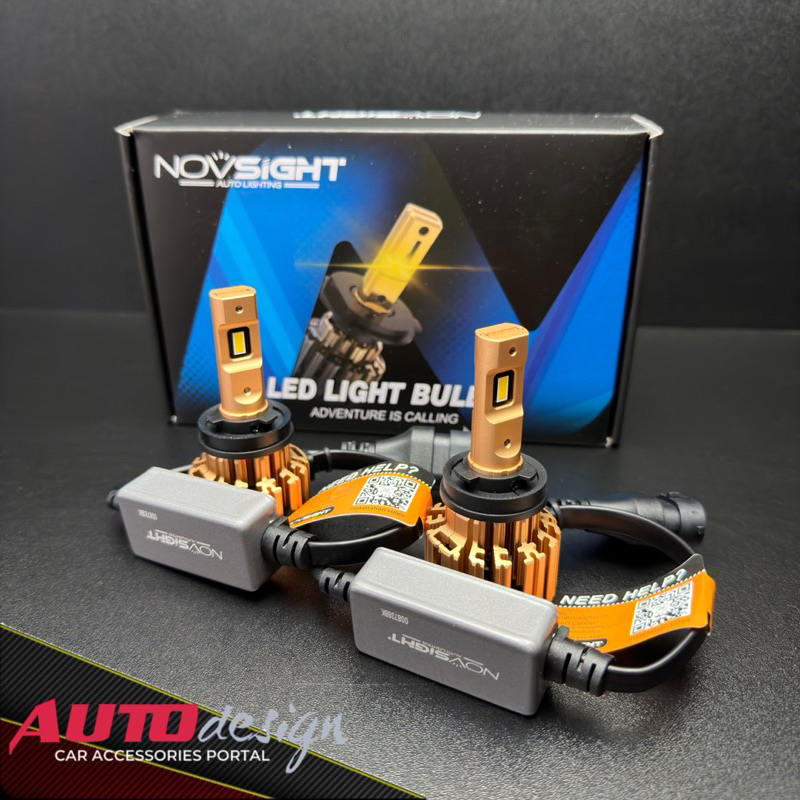 NOVSIGHT A397- F03Y Lampu LED Mobil Kuning 3000K H1 H3 H4 H7 H8 H11 H16 HB3 HB4 Super Bright