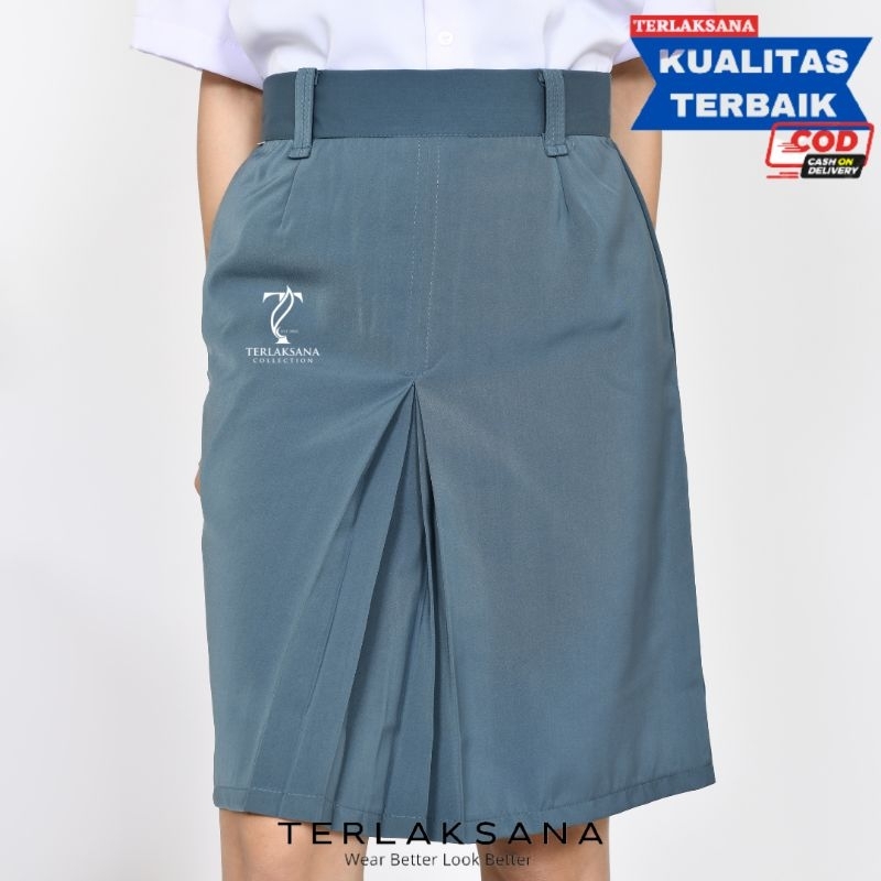 ROK SMA PENDEK Rok Sekolah Pendek SPAN Belah 1 Bahan Licin High Twist