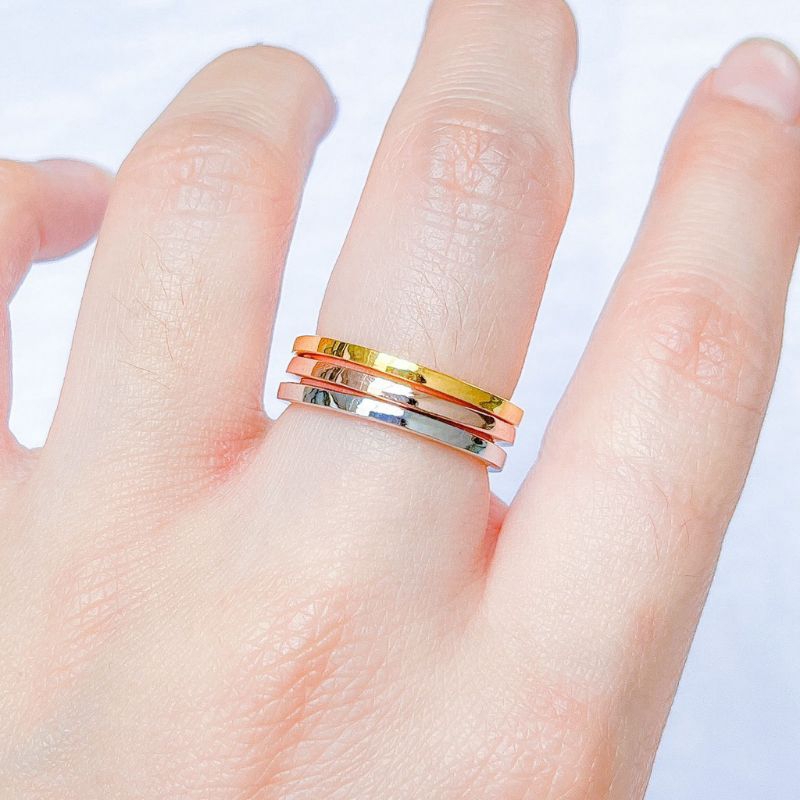 cincin titanium kombinasi 3 pcs anti luntur perhiasan wanita