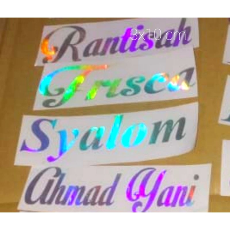 

Sriker Cuting Custom Nama sendiri Murah Hologram Ukuran 3x10cm