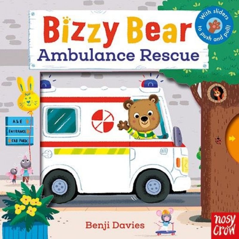 Ready Stock - Nosy Crow Buku Import Bizzy Bear Ambulance Rescue Push Pull Slide Board book edukasi a