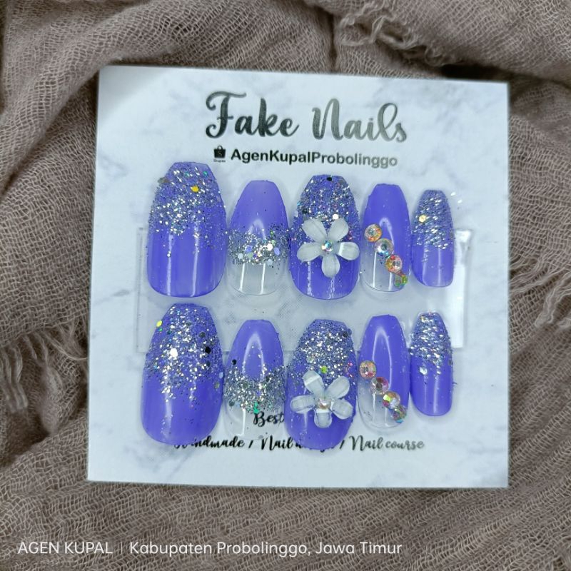 KUKU PALSU COFFIN UNGU LILAC/KUKU WEDDING/NAIL ART/HENNA ART sdh free lem gel ya