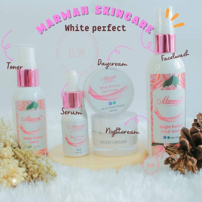 Marwah White Perfect Klinik Bpom Beauty Skincare Sabun Toner Serum Night Suncreen