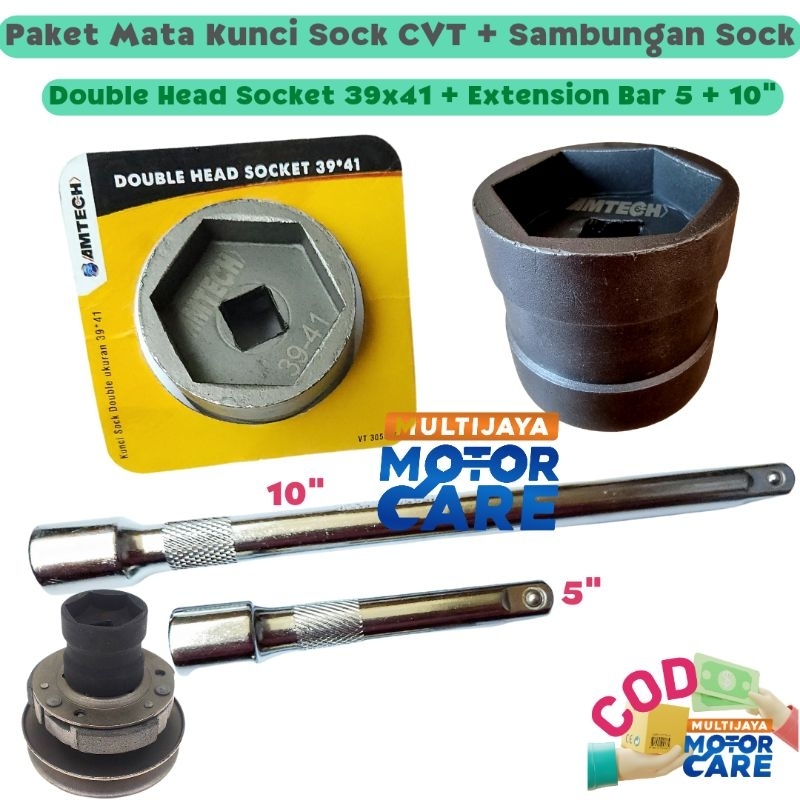 AMTECH Double Head Socket 39 x 41 Mata Sok Blok CVT  39x41 mm / Kunci Shock Sock CVT 1/2&quot; Socket CVT