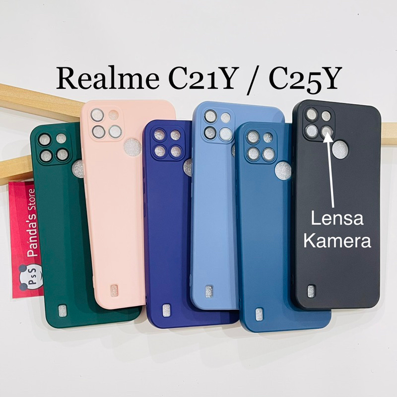 Case Realme C21y , C25y Lenspro Makaron Full Color Softcase Pro Lensa