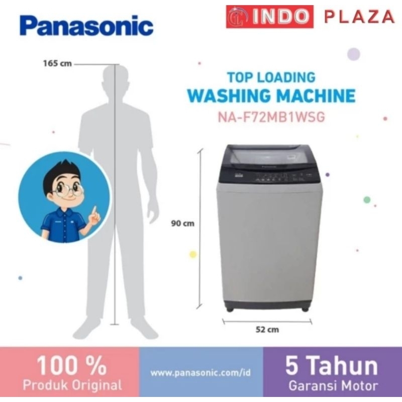 MESIN CUCI PANASONIC 1 Tabung NA-F72MB1WSG 7 Kg / NA-F80MB1WSG 8 KG / NA-F105MB1WSG 10.5 Kg