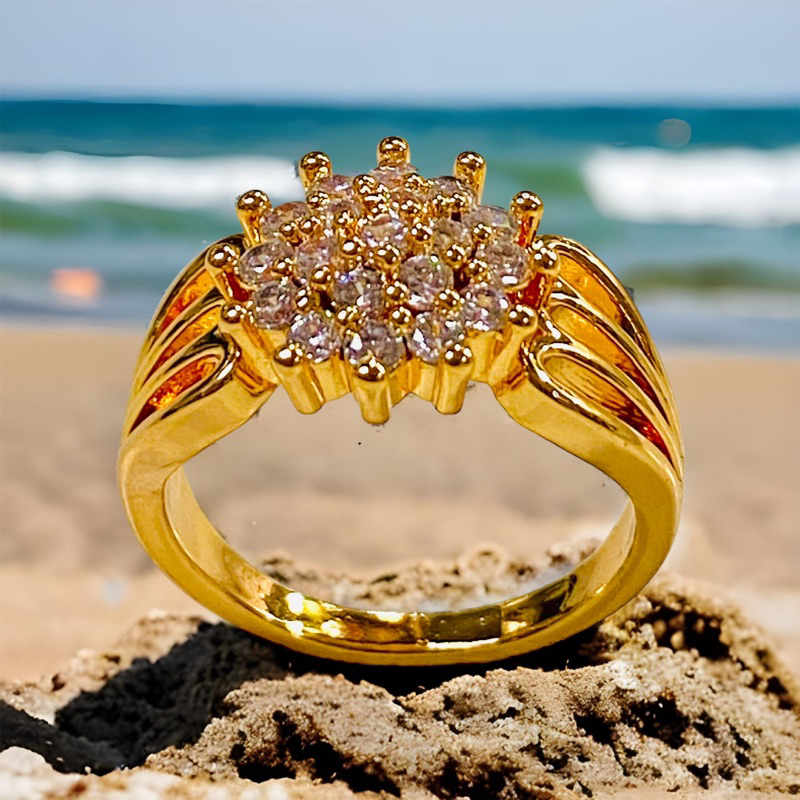Cincin permata berlian replika / cincin replika berlian / berlian replika/ cincin lapis emas /cincin