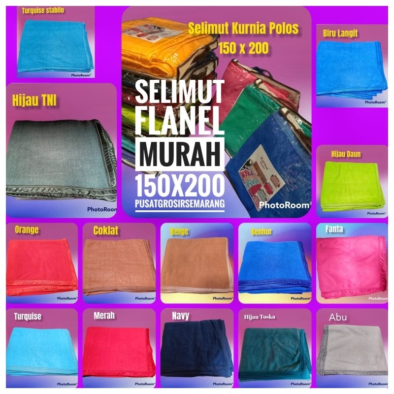 Selimut Polos KURNIA Fleece Yatis Flanel Rumah Sakit Hotel Klinik uk 150x200 160x200 cm Abu2 Grey Beige Hijau Army Merah Maroon Biru Dongker Blue Navy Brown Coklat Putih White PAKAI LIST