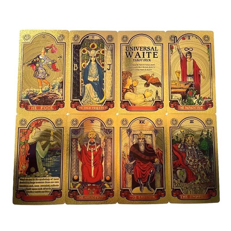 Gold Foil Tarot Rider Waite Tarot GOLD Pvc Waterproff with manual paper