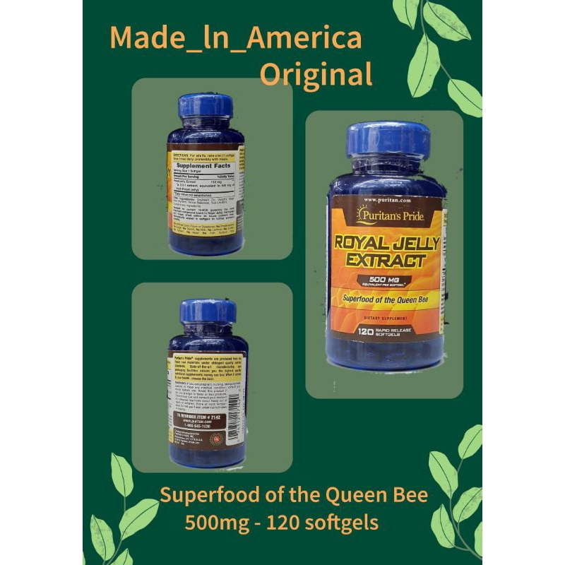 Puritan's Pride Royal Jelly Extract 500 mg 120 Softgels