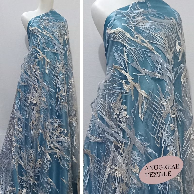 Kain tile payet swarovski super mewah (harga per setengah meter)