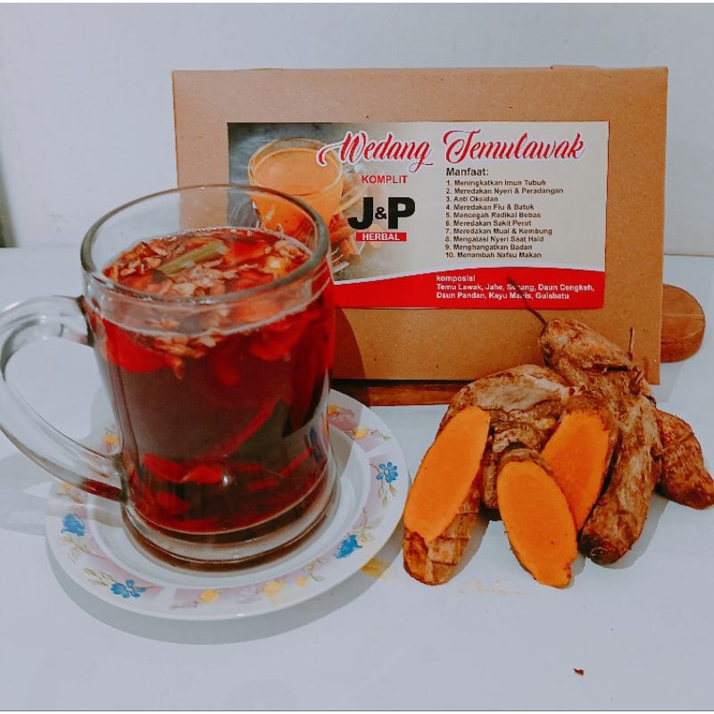 

10 saset wedang temulawak premium J&P herbal + gula batu tinggal seduh