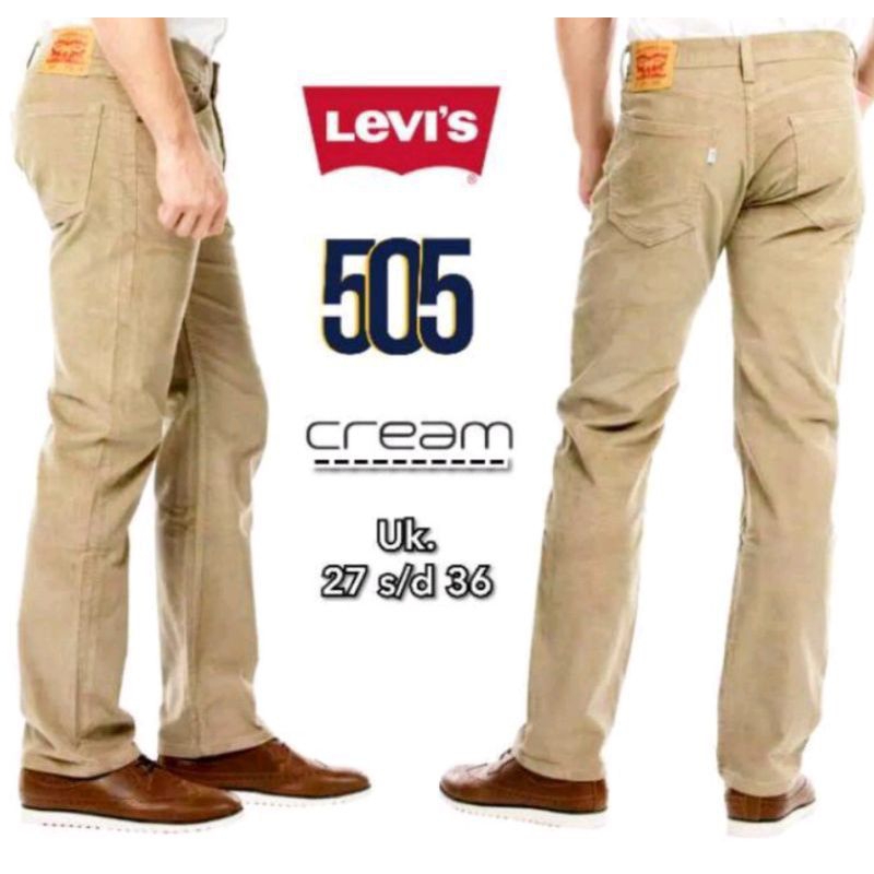 CELANA JEANS COWOK STANDAR REGULER CREAM UKURAN 28 SAMPAI 38