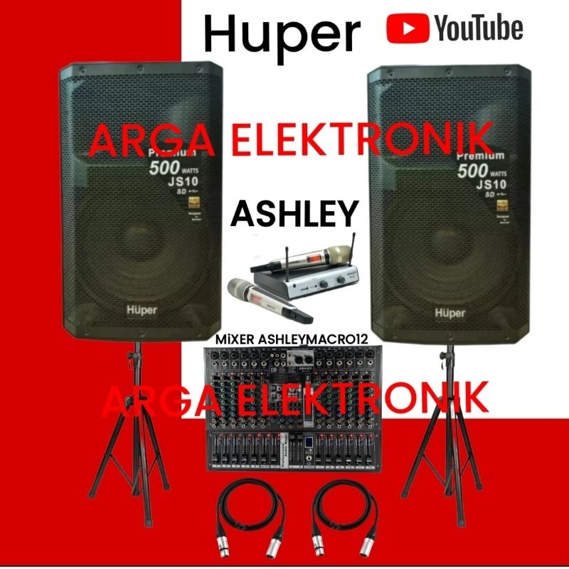 speaker aktif huper js10 mixer ashley macro12 original
