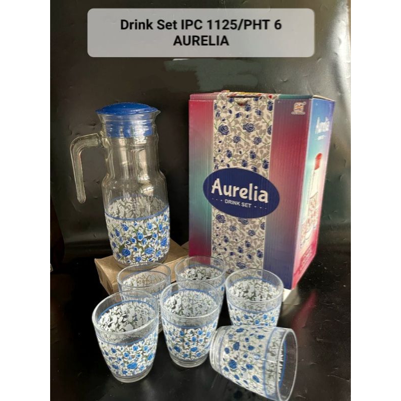 GELAS SET DRINK KEDAUNG (6 GELAS + 1 TEKO)/BELING/KACA