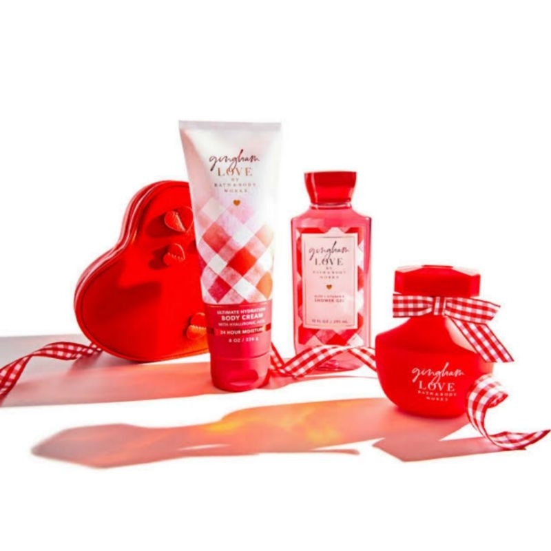 BATH &amp; BODY WORKS BBW GINGHAM LOVE SERIES BODY MIST LOTION MIST LOTION SHOWER GEL BODY CREAM HAND CREAM SHOWER GEL BODY CREAM LOTION MIST WASH WALLFLOWER ROOMSPRAY SCENTPORTABLE GENTLE GEL DEEP CLEANSING GENTLE FOAMING CREAMY LUXE