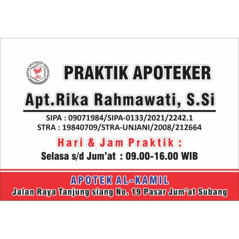 

Papan Akrilik Dokter Praktek 2 Muka