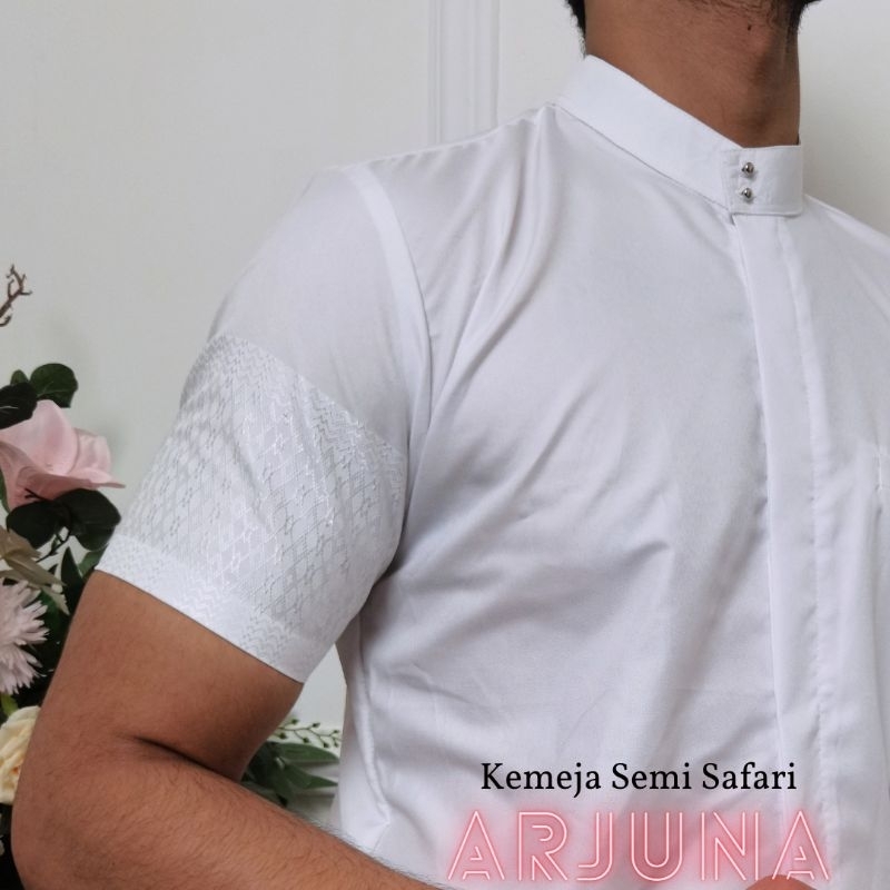Atasan Kemeja Pria Semi Safari Putih Arjuna
