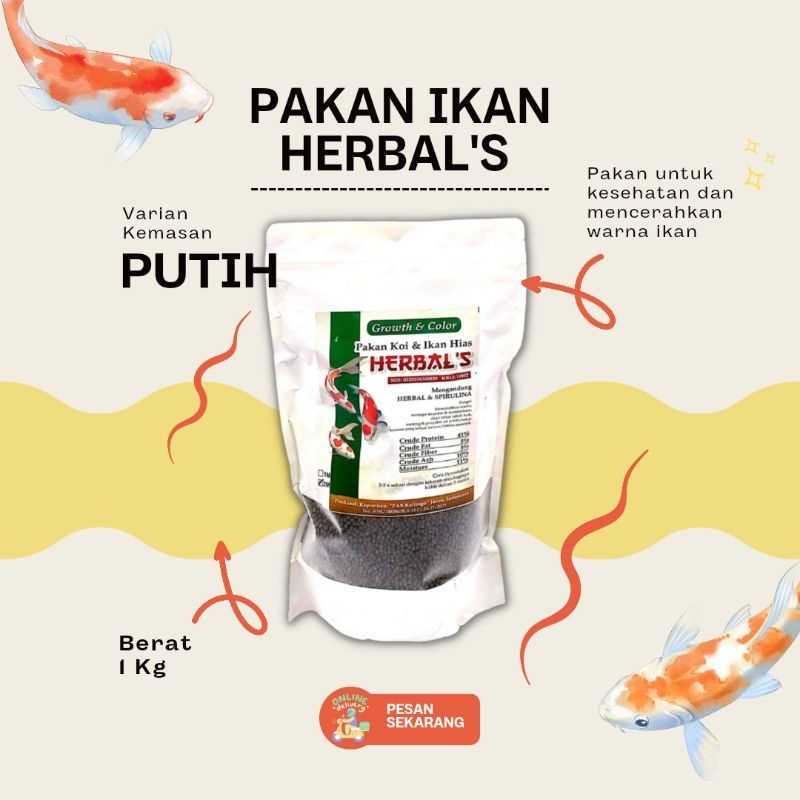 Pakan Ikan/Pakan Koi/Pakan Herbal/Pakan Ikan Koi/Pakan Ikan Hias/Pakan ikan sehat