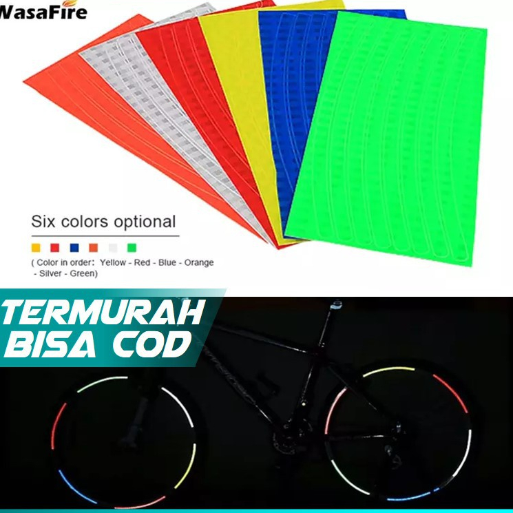 Bicycle Wheel Reflective Sticker / Stiker Roda Sepeda 8 Strip Reflektif Velg Reflektor