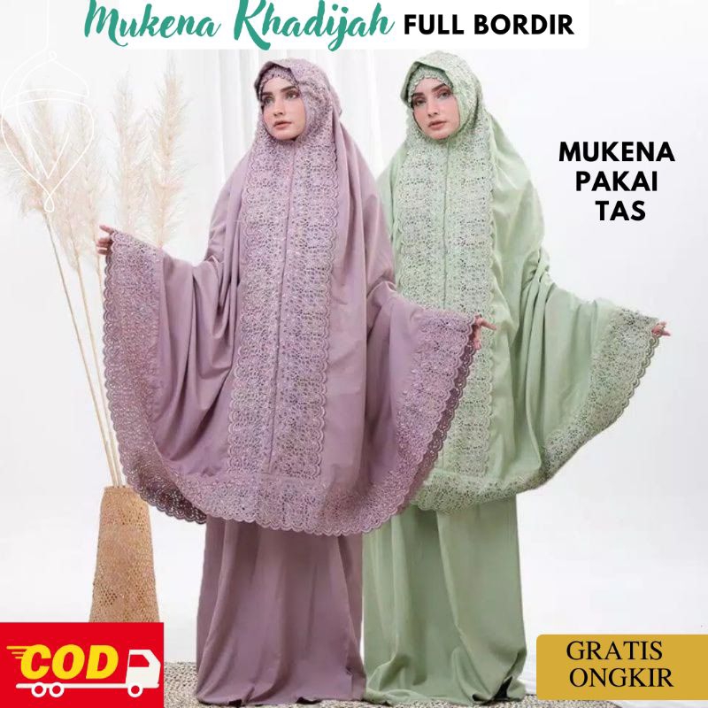 Mukena Dewasa Siti Khadijah Syahrini Fatimah Full Bordir Adem Katun Rayon Polos Premium Jumbo Terusa