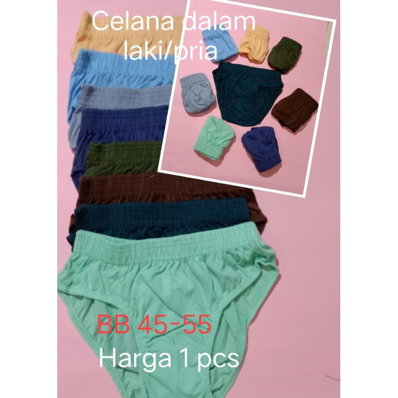 Celana dalam laki Pria  all Size (417) Harga 1pcs BB 45 -55  bahan katun campur