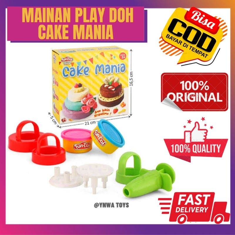 MAINAN ANAK CETAKAN PLAYDOH FUNDOH CAKE MANIA ROTI KUE/MAINAN CETAKAN PLAY DOH FUN DOH CAKE KUE ROTI