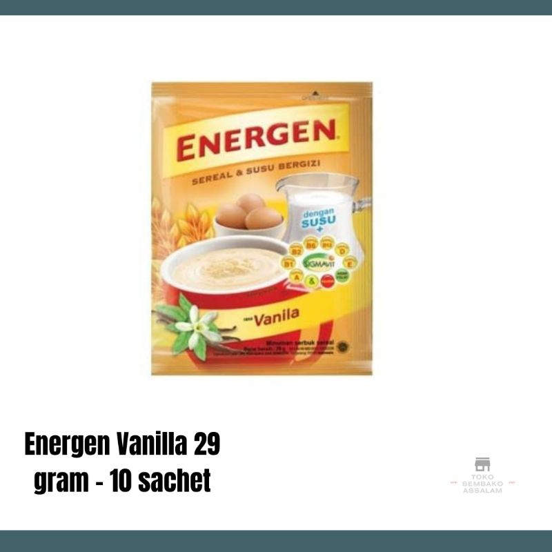 

energen vanilla 29 gram 10 sachet / energen rasa vanilla / energen 1 renceng