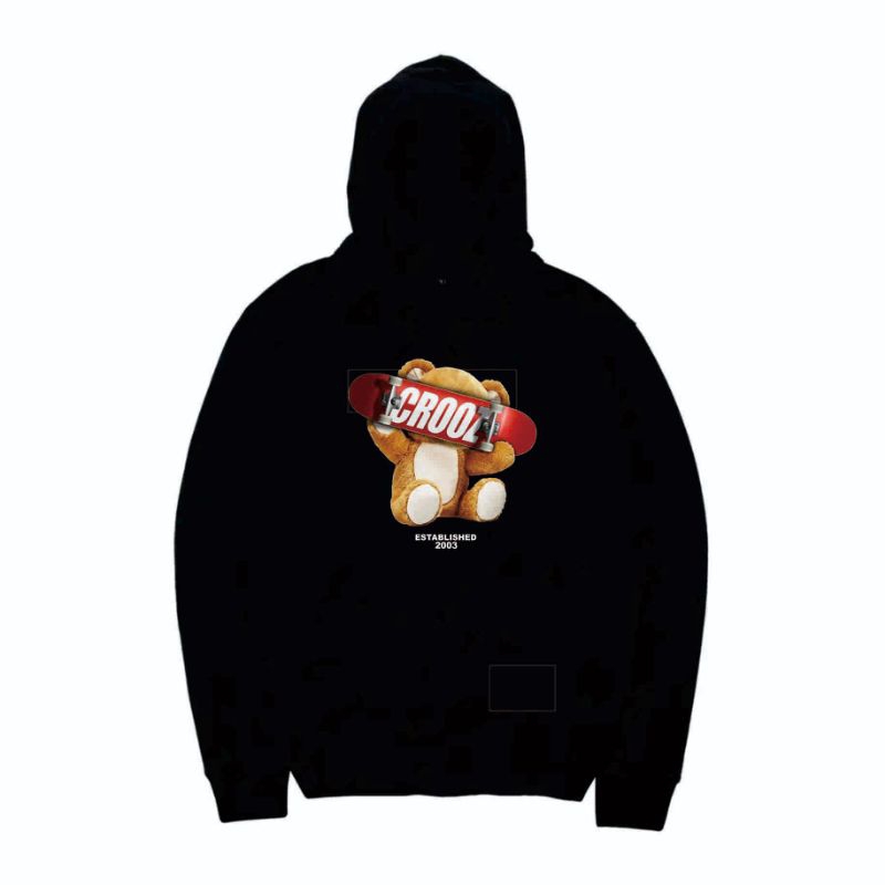 CROOZ Hoodie Bear Black Catton