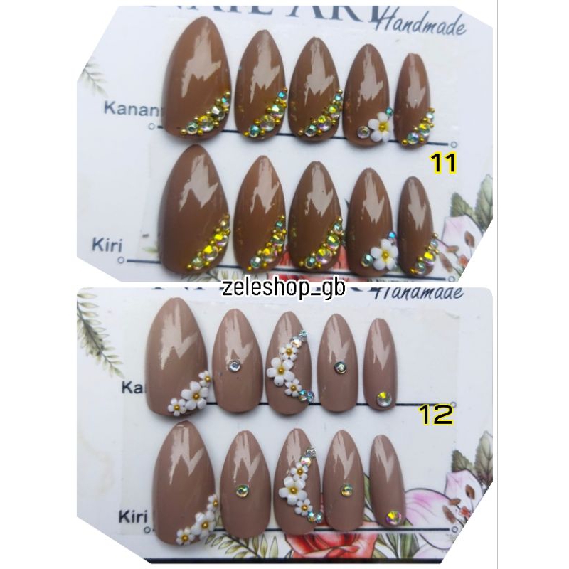 KUKU PALSU HIAS NAIL ART COKLAT MUTIARA / NAIL ART