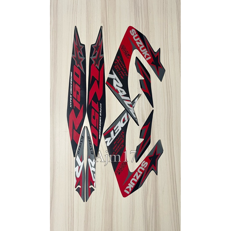 STIKER STRIPING MOTOR VARIASI SATRIA FU FACELIFT RAIDER HITAM LIS MERAH
