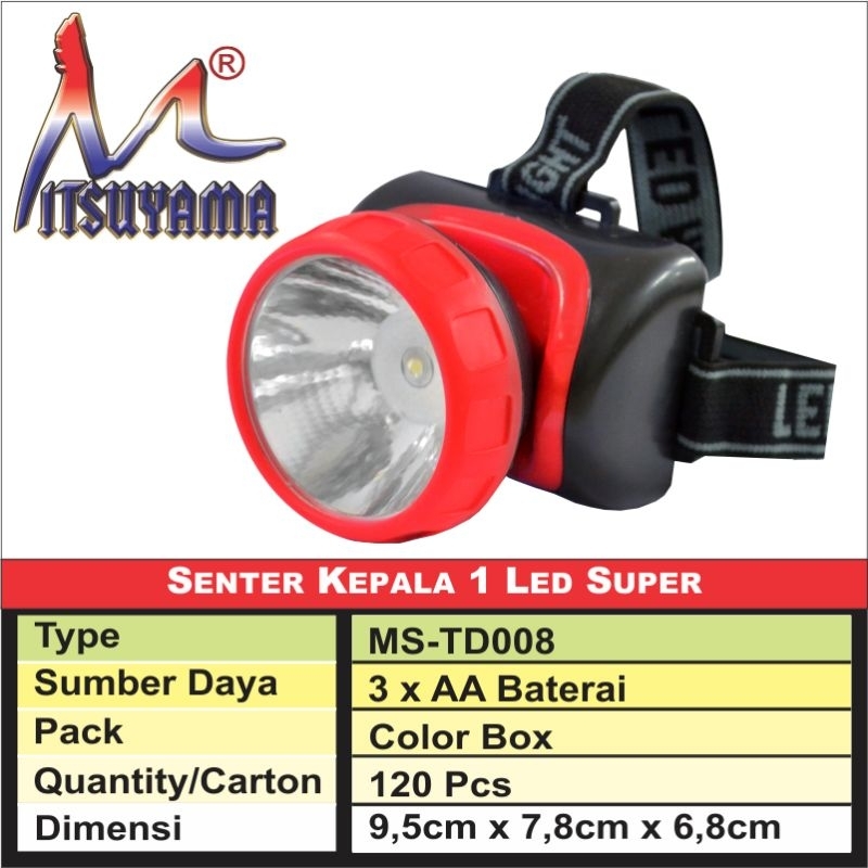 Senter kepala baterai 5watt mitsuyama Ms td008