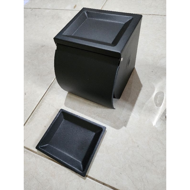 Tempat tissue asbak stainless hitam / black