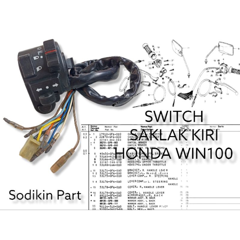 SWITCH HOLDER KIRI HONDA WIN100 WIN 100 GF6 NOS