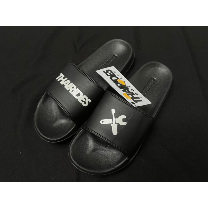 Sandal Slippers Original Thairides Logo Black White Grey