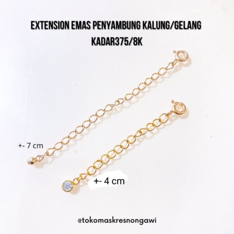 extension emas / penyambung emas gelang kalung kadar 375 / 8k emas asli