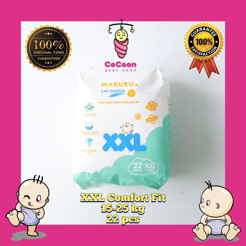 Popok Bayi Makuku Comfort Fit Pants XXL22 XXL 22 Tipe Celana