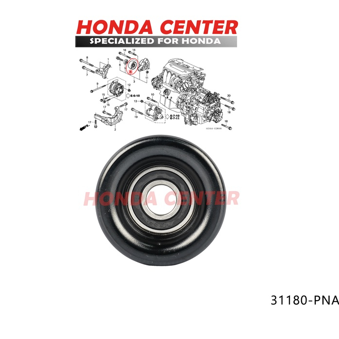 Puli pully pulley tensioner fan belt honda CRV stream civic accord odyssey 2002 2003 2004 2005 2006 2007 2008 2009 2010 2011 2012 2013 31180-PNA