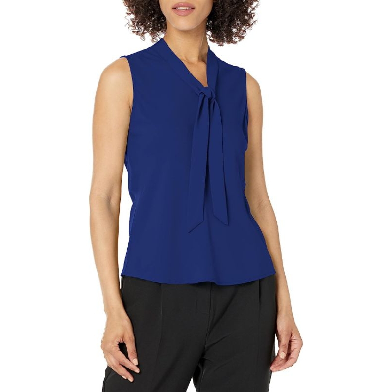 Kasper/Black Label Tie Front Sleeveless Top