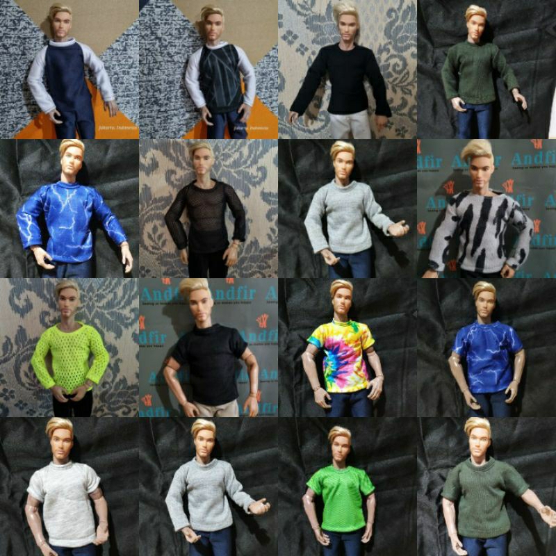 Baju kaos Boneka Ken / Action figure / BJD 28cm Handmade banyak pilihan