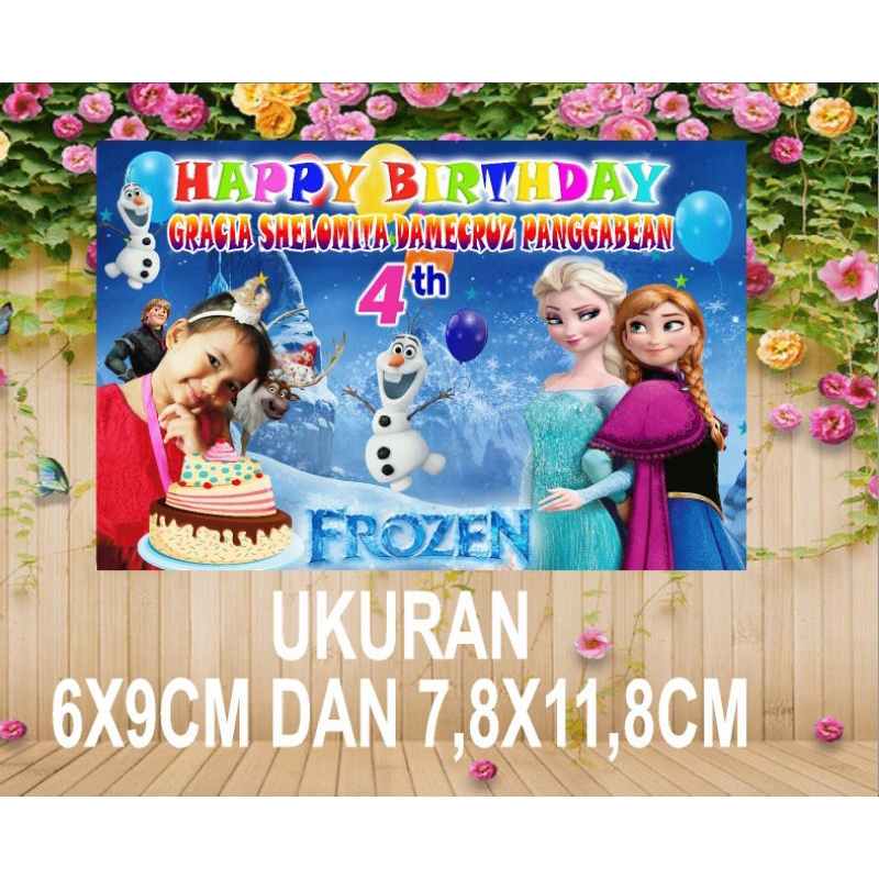 

stiker ulang tahun karakter frozen per paketan,ganti nama foto dan tanggal
