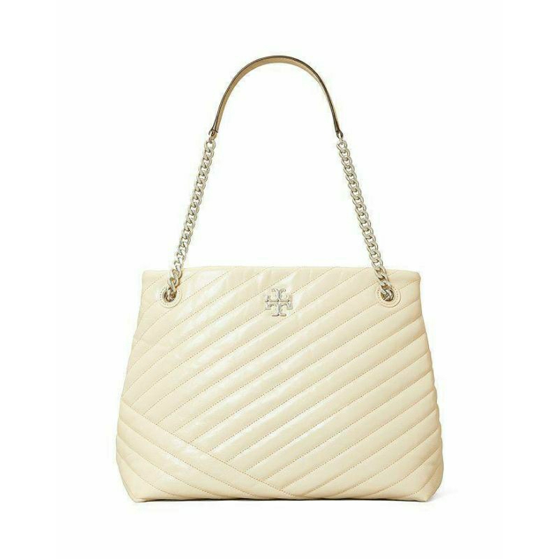 Tory Burch Kira Chevron Distressed Tote New Cream