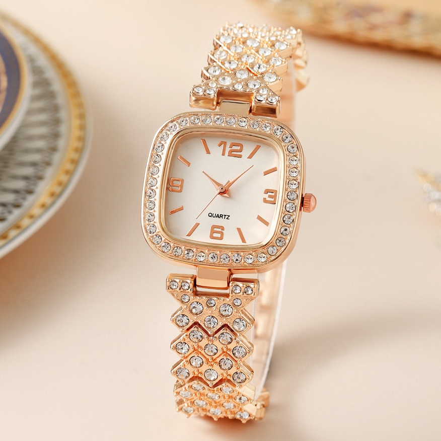 JAM TANGAN WANITA RANTAI GOLD PESTA BRANDED KOREA DIAMETER KECIL NIDAE JAM121G1 KEKINIAN FASHION KOTAK CANTIK MEWAH ELEGANT CASUAL REMAJA CEWEK KONDANGAN